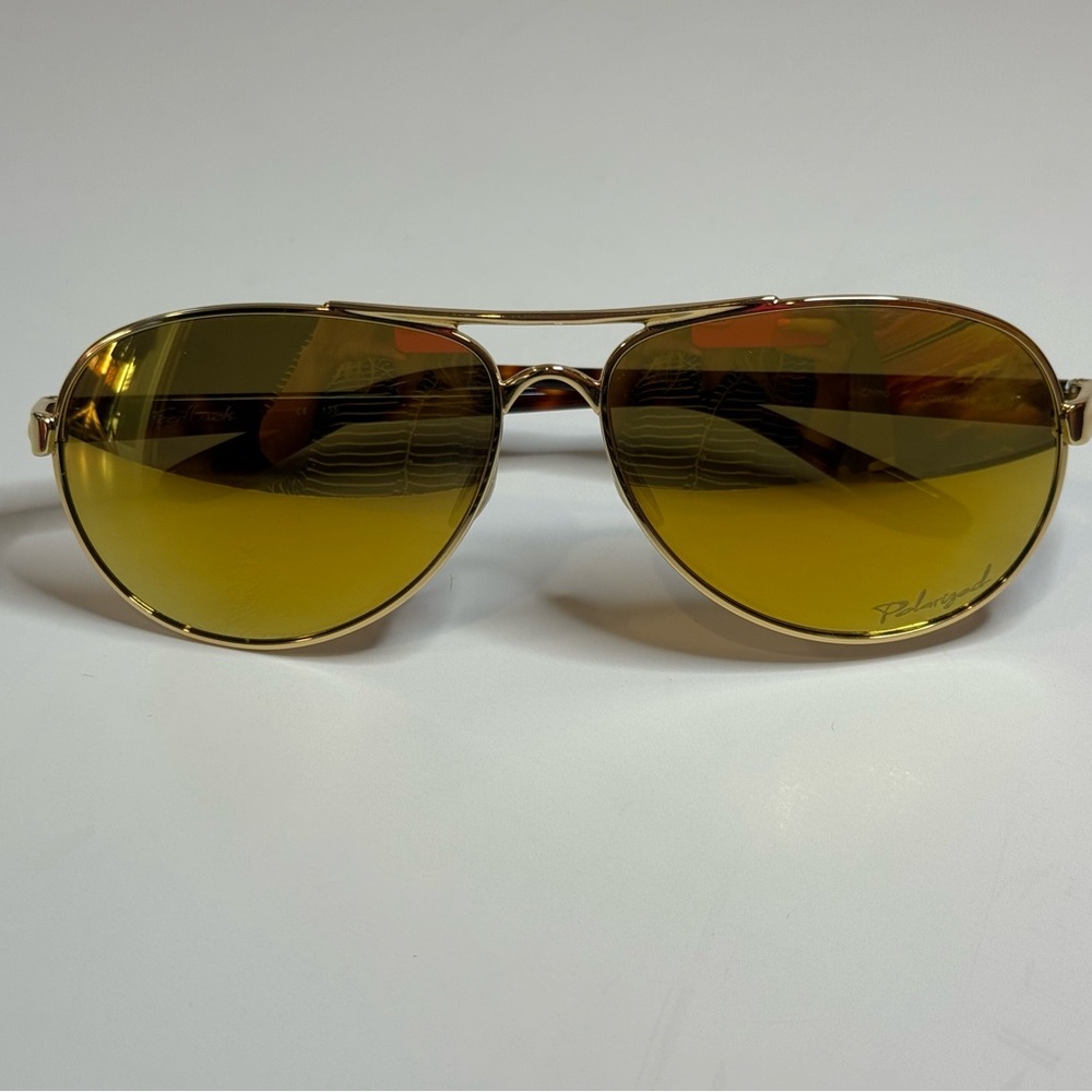 Oakley Feedback Gold Mirrored Polarized Aviator Sunglasses with Case - Picture 3 of 11